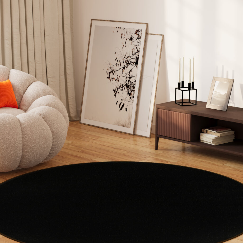 Tapis Mono Rond Intérieur Extérieur Noir