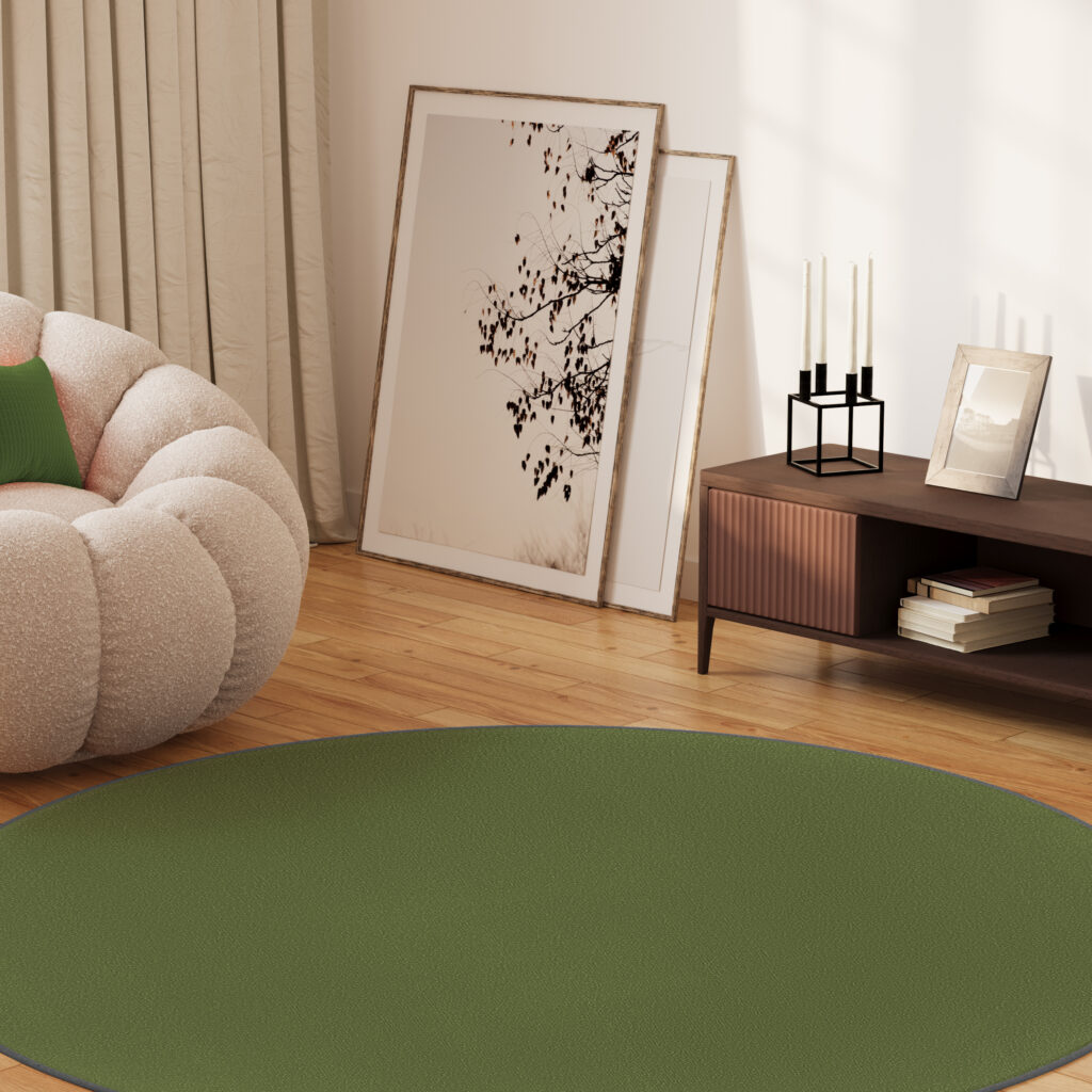 Tapis Mono Rond Intérieur Extérieur Vert