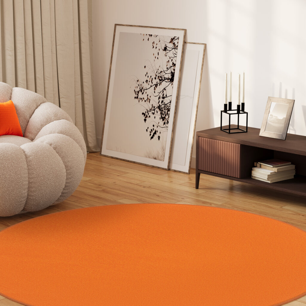 Tapis Mono Rond Intérieur Extérieur Orange