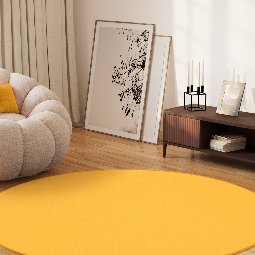 Tapis Mono Rond Intérieur Extérieur Jaune