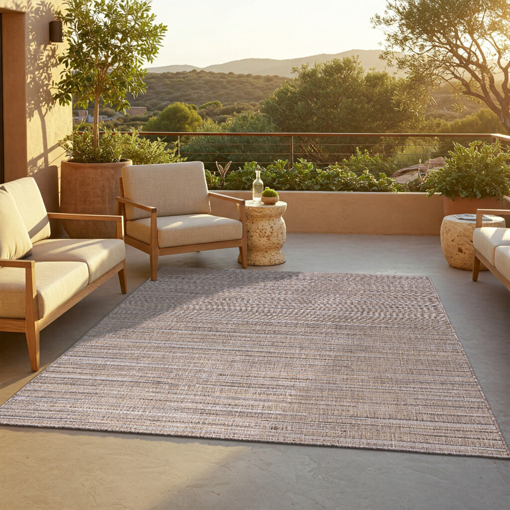 Tapis d'extérieur Yucana Beige Gris Rayures