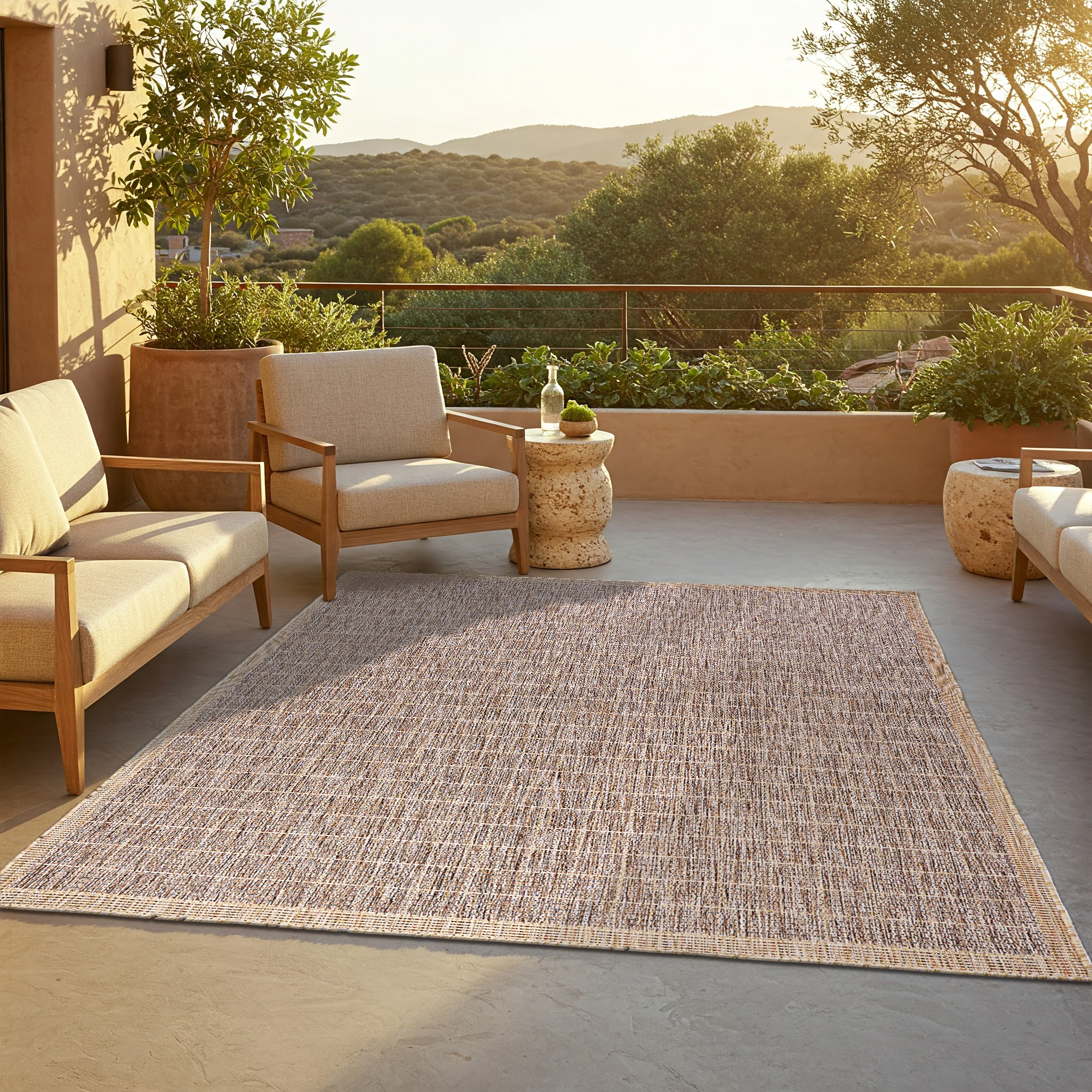 Tapis d'extérieur Yucana Marron Beige Cadre