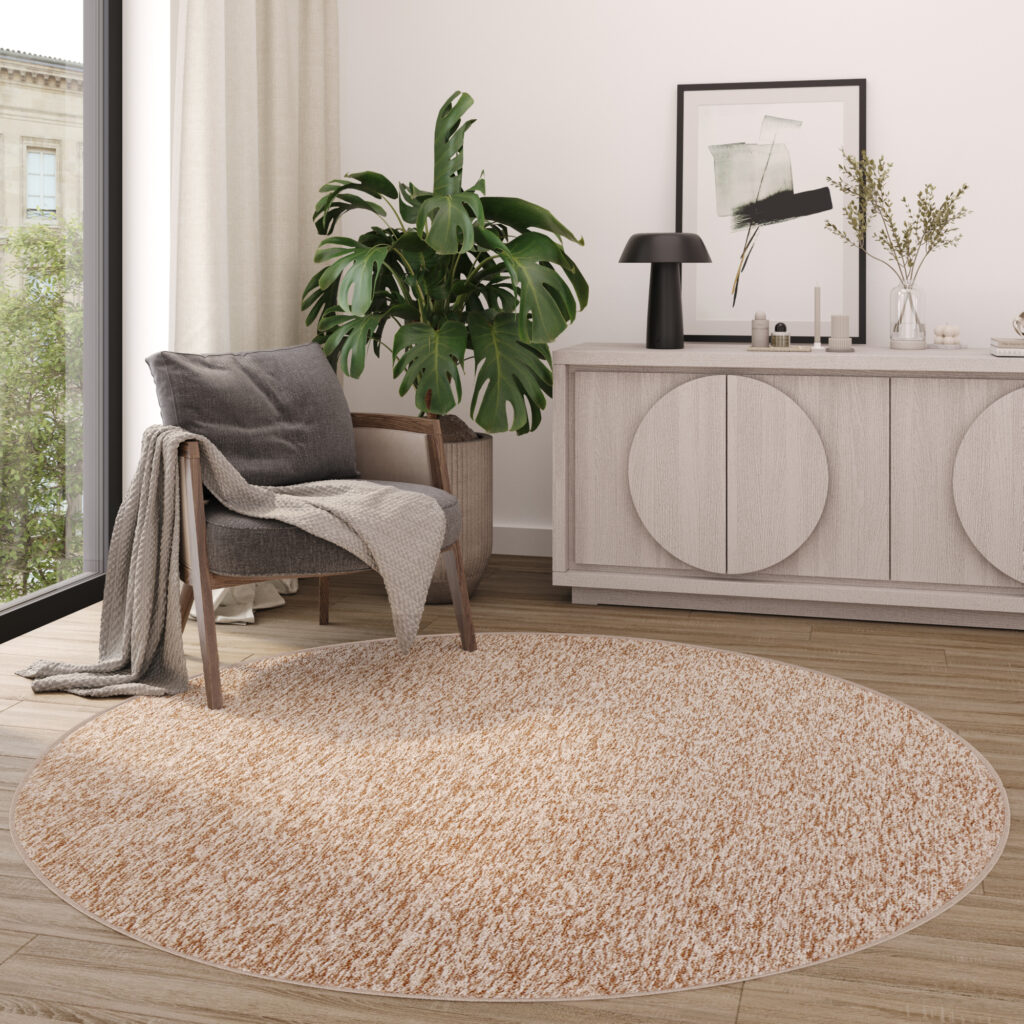 Tapis Nizza Rond Beige Moderne Antidérapant