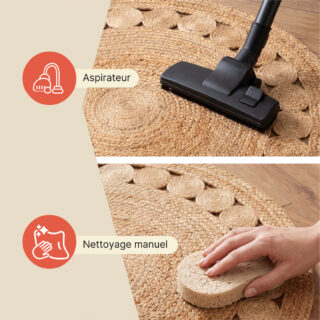 Tapis en Jute Rond Cercles