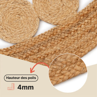 Tapis en Jute Rond Cercles