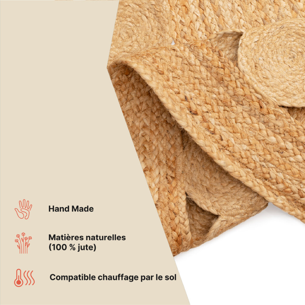Tapis en Jute Rond Cercles