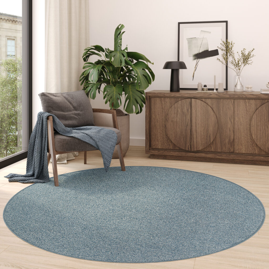 Tapis Nizza Rond Bleu Moderne Antidérapant