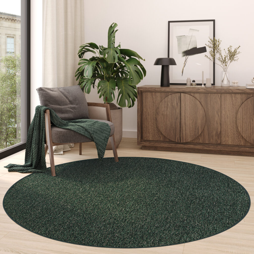 Tapis Nizza Rond Vert Moderne Antidérapant
