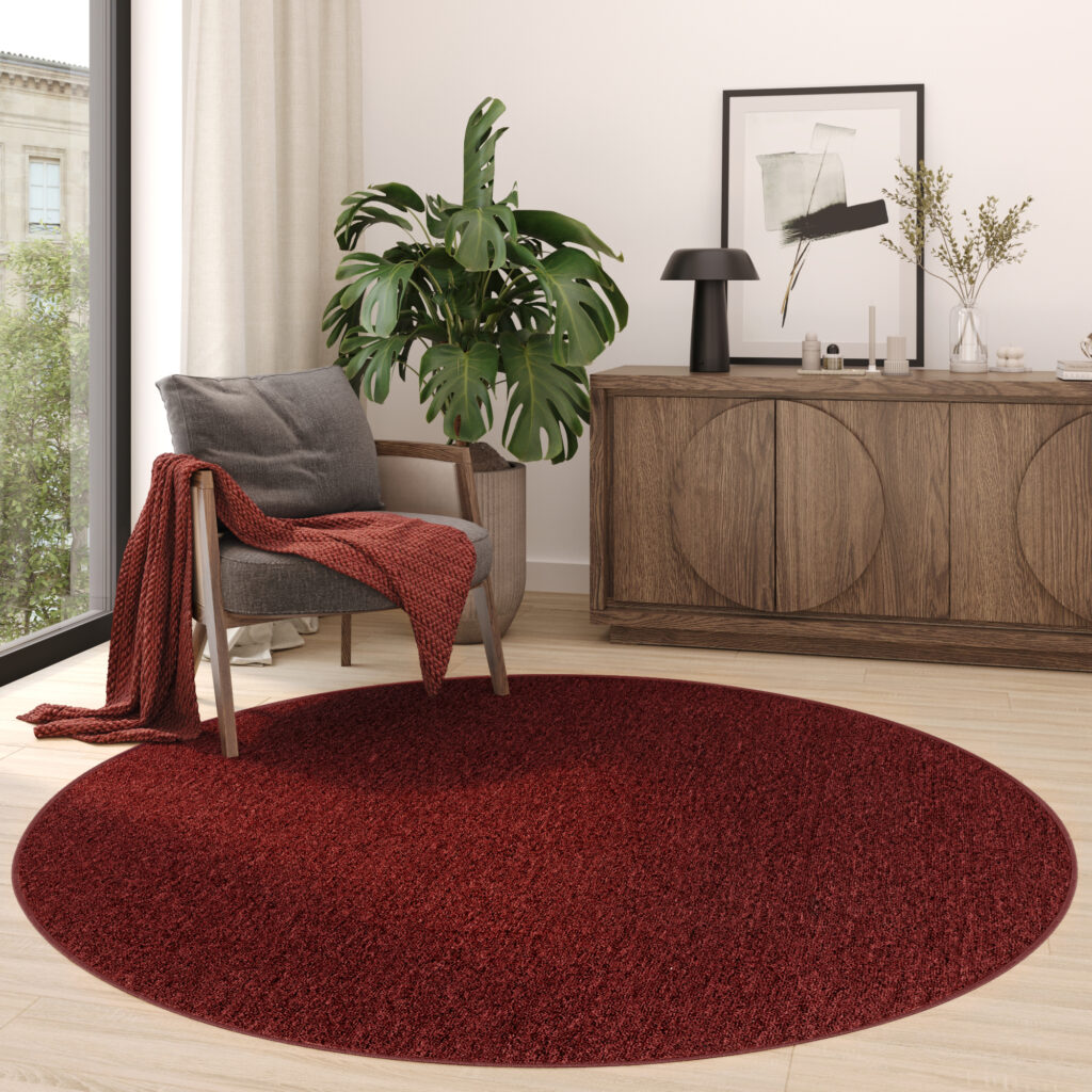 Tapis Nizza Rond Rouge Moderne Antidérapant