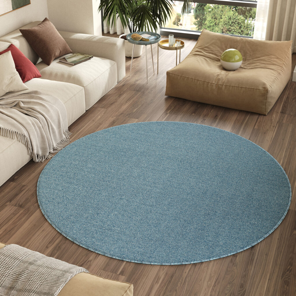 Tapis Nizza Rond Bleu Moderne Antidérapant