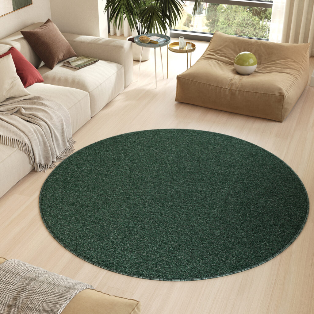 Tapis Nizza Rond Vert Moderne Antidérapant