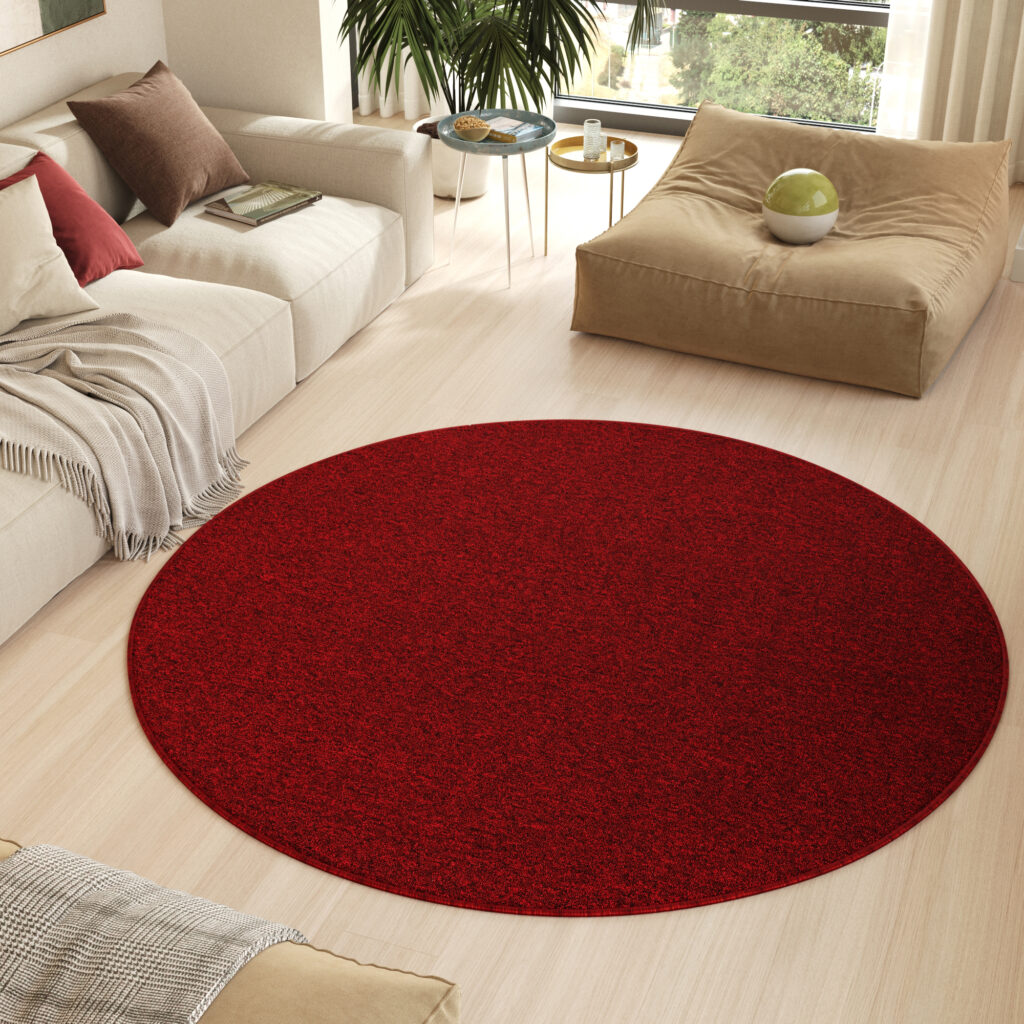 Tapis Nizza Rond Rouge Moderne Antidérapant