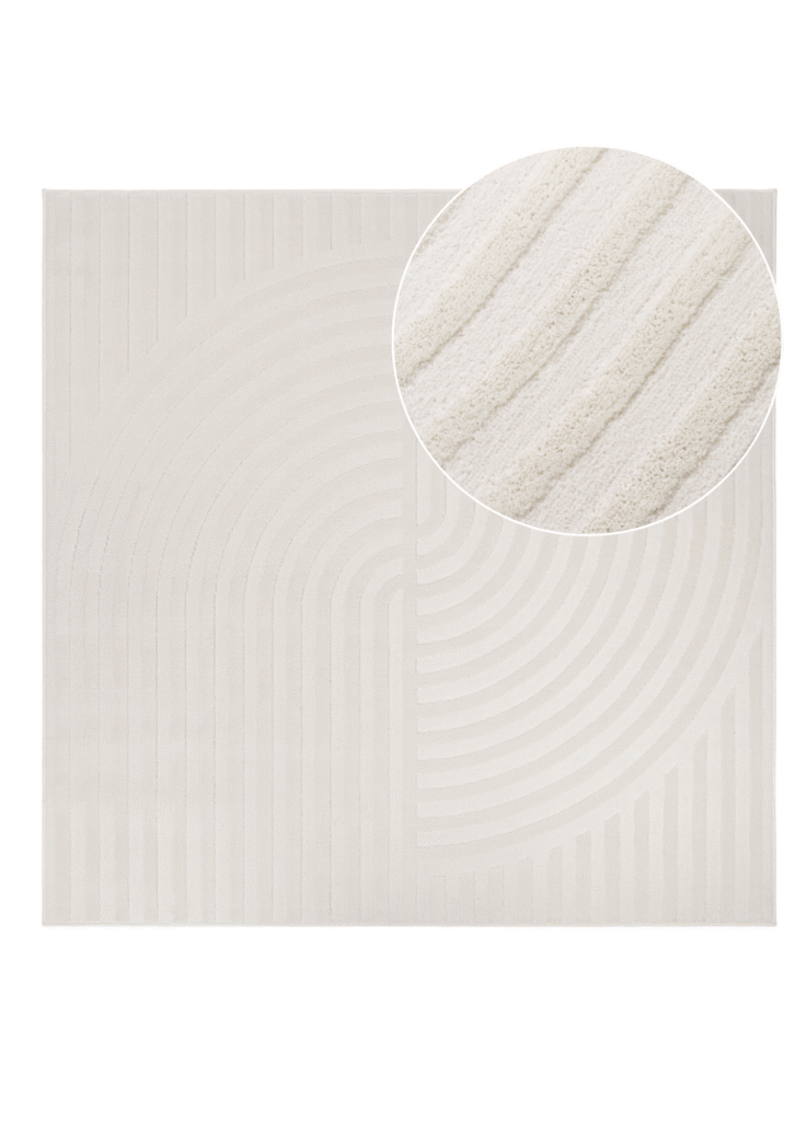 Tapis Hygge Carré Blanc Cassé Lignes