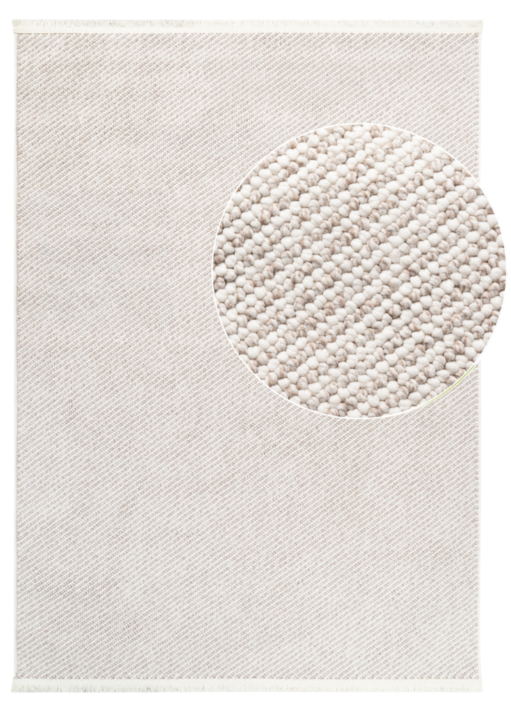 Tapis Agra Beige avec Franges Blanches