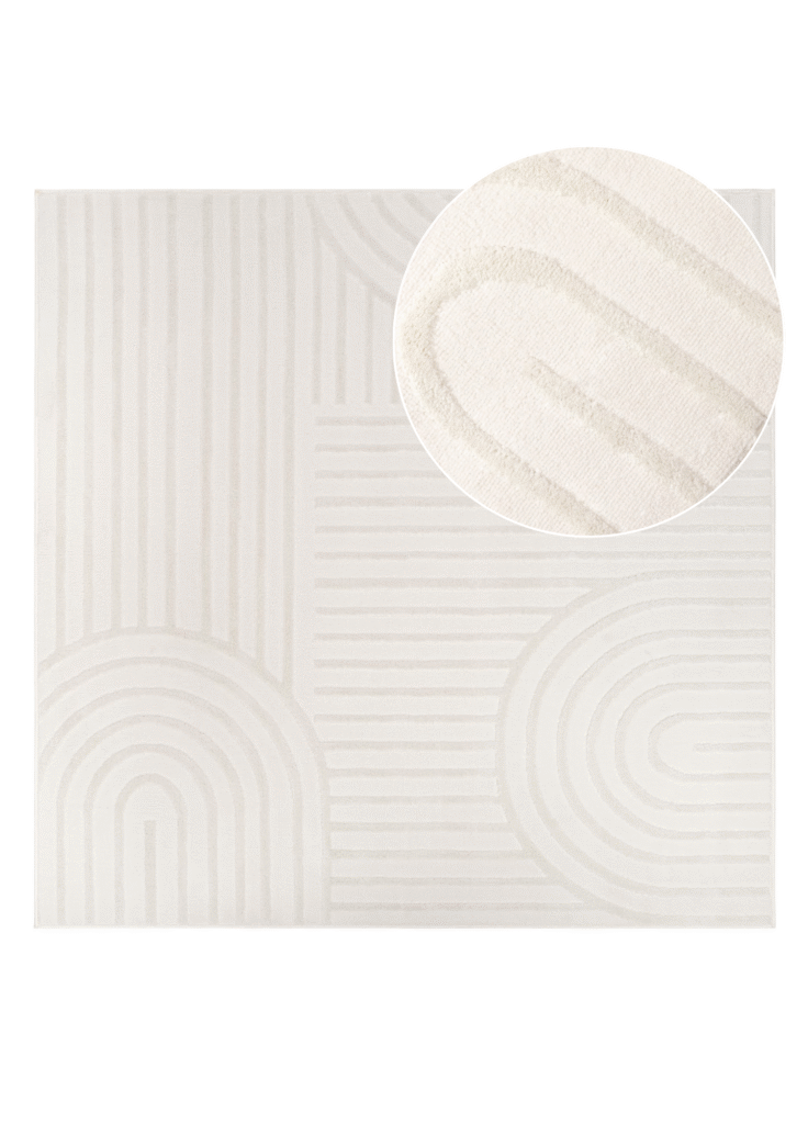 Tapis Hygge Carré Blanc Cassé Géométrique