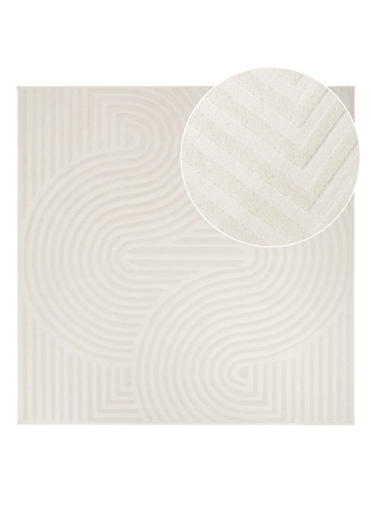 Tapis Hygge Carré Blanc Cassé Moderne