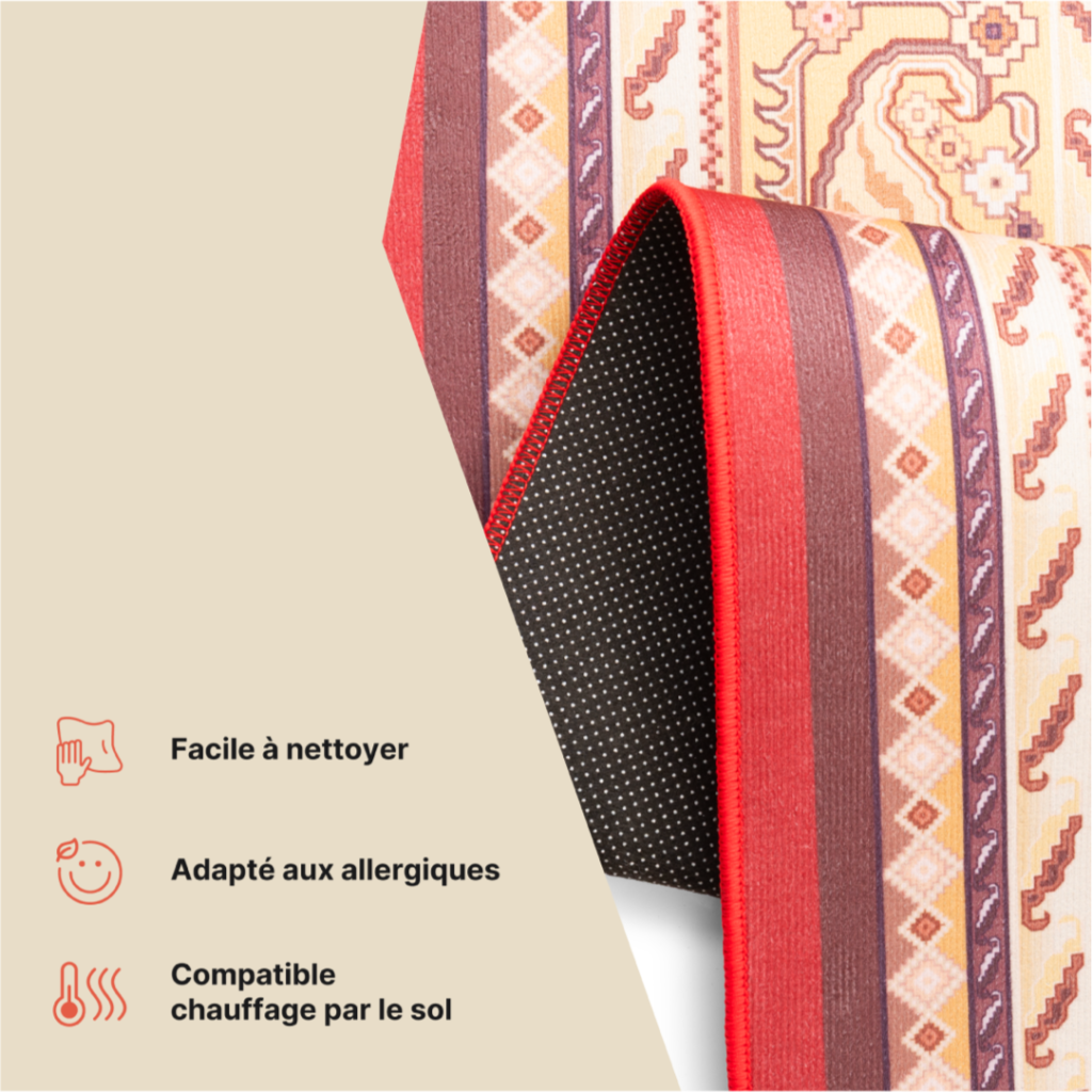 Tapis Nora Rouge Classique Antidérapant