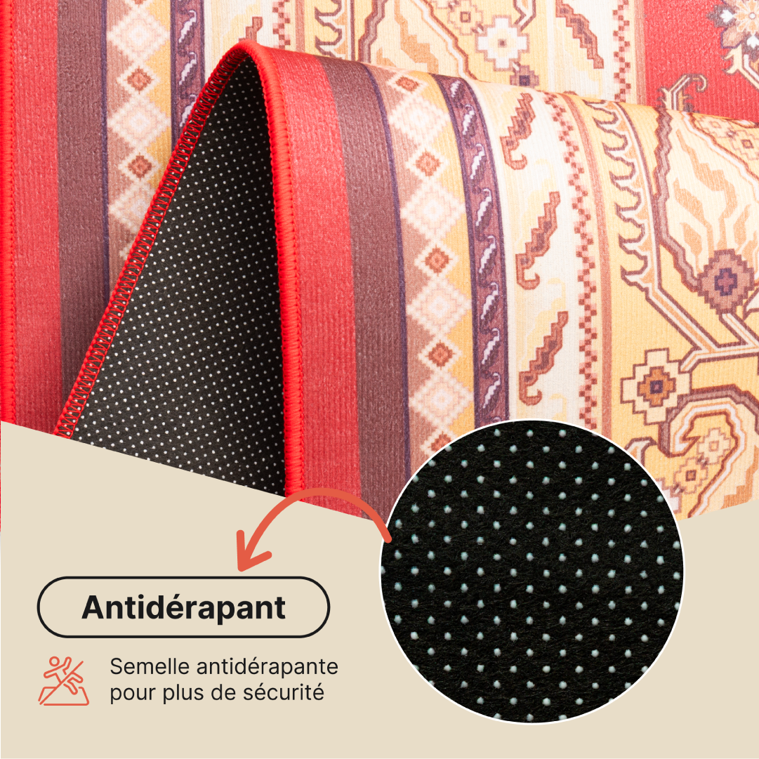 Tapis Nora Rouge Classique Antidérapant