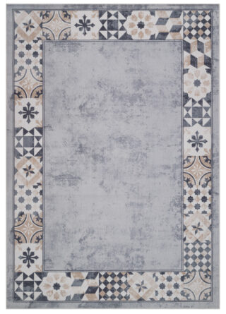 Tapis Nora Gris Beige à Bordure Antidérapant