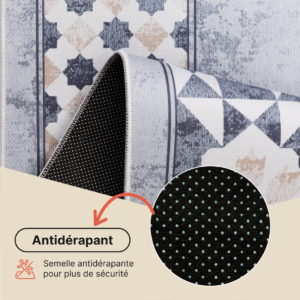 Tapis Nora Gris Beige à Bordure Antidérapant
