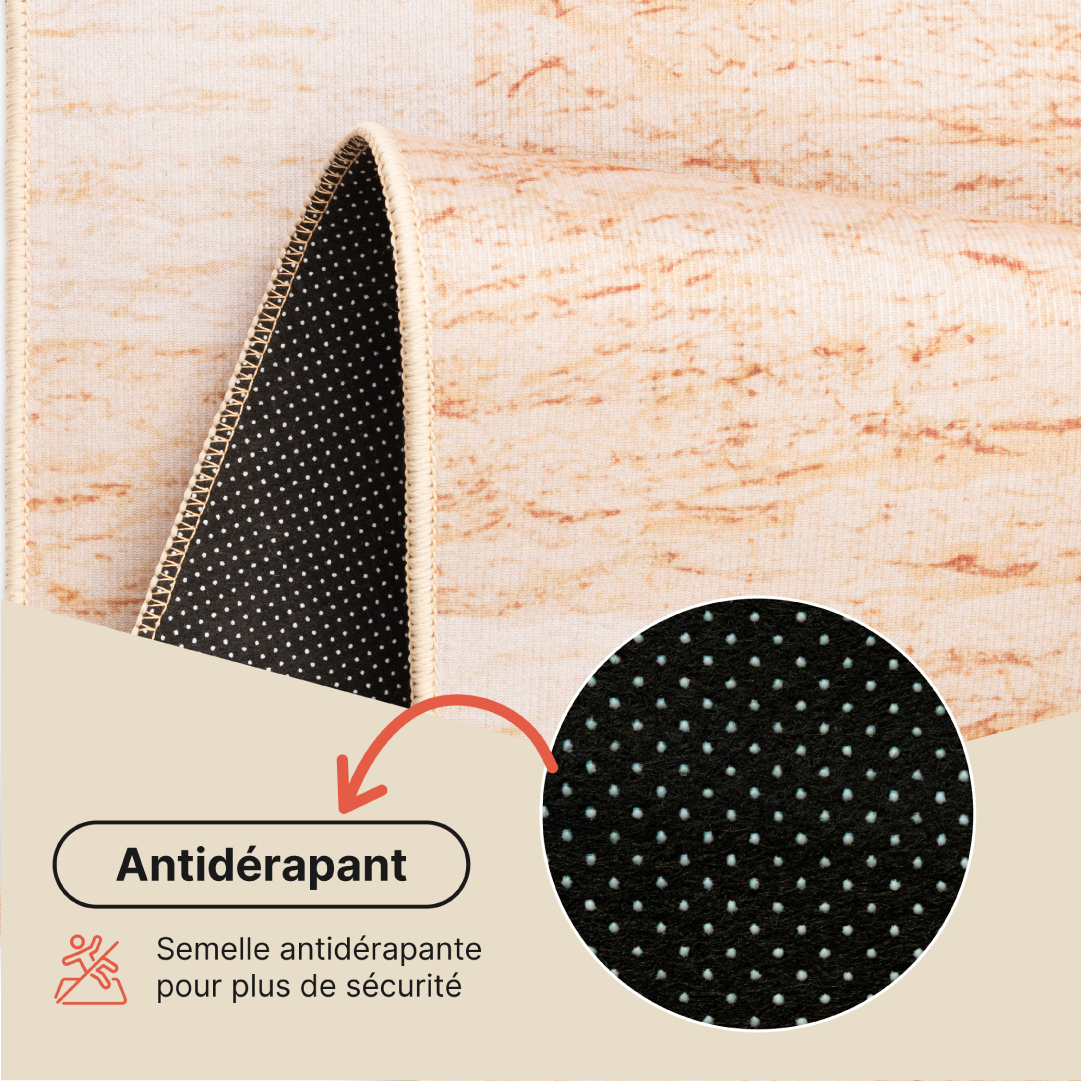 Tapis Nora Marron Géométrique Antidérapant