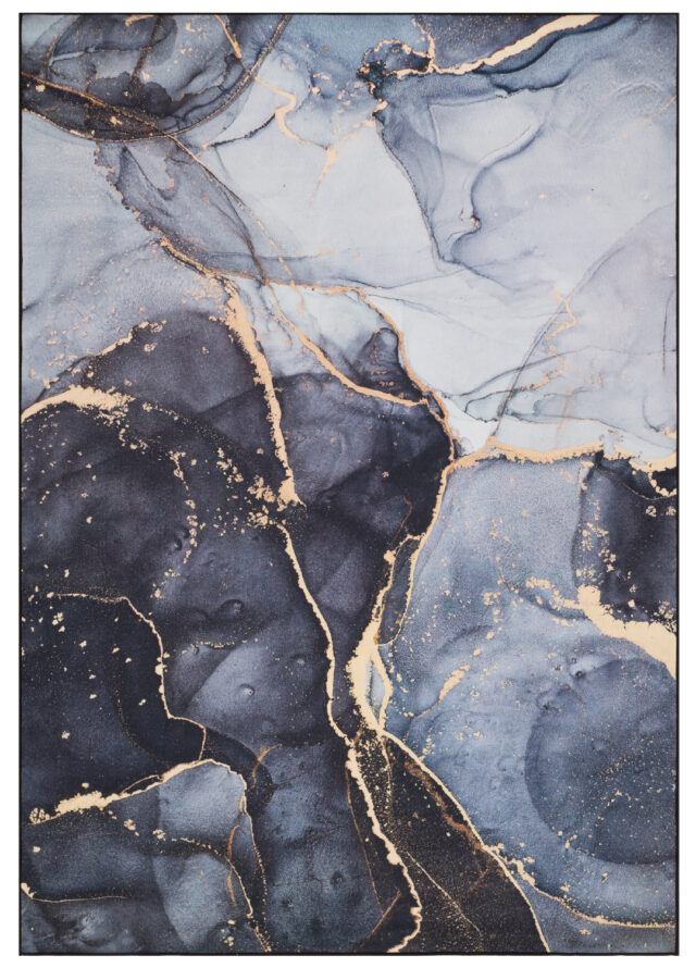 Tapis Nora Gris Bleu Marine Marbre Antidérapant