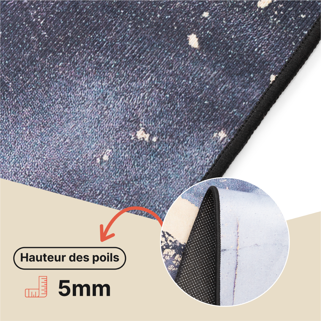 Tapis Nora Gris Bleu Marine Marbre Antidérapant