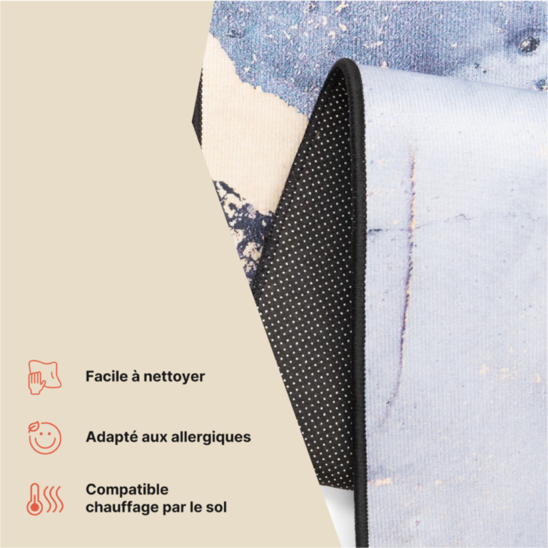 Tapis Nora Gris Bleu Marine Marbre Antidérapant