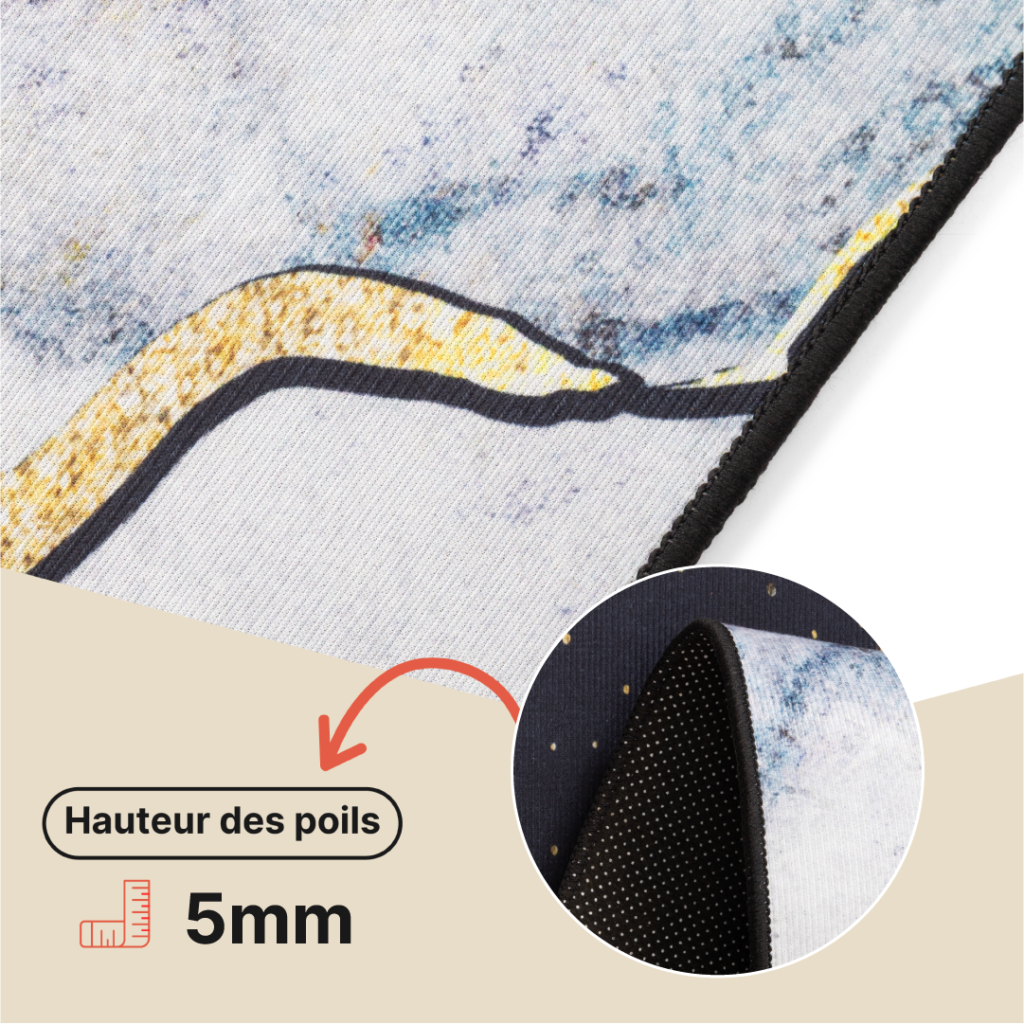 Tapis Nora Bleu Marine Gris Marbre Antidérapant