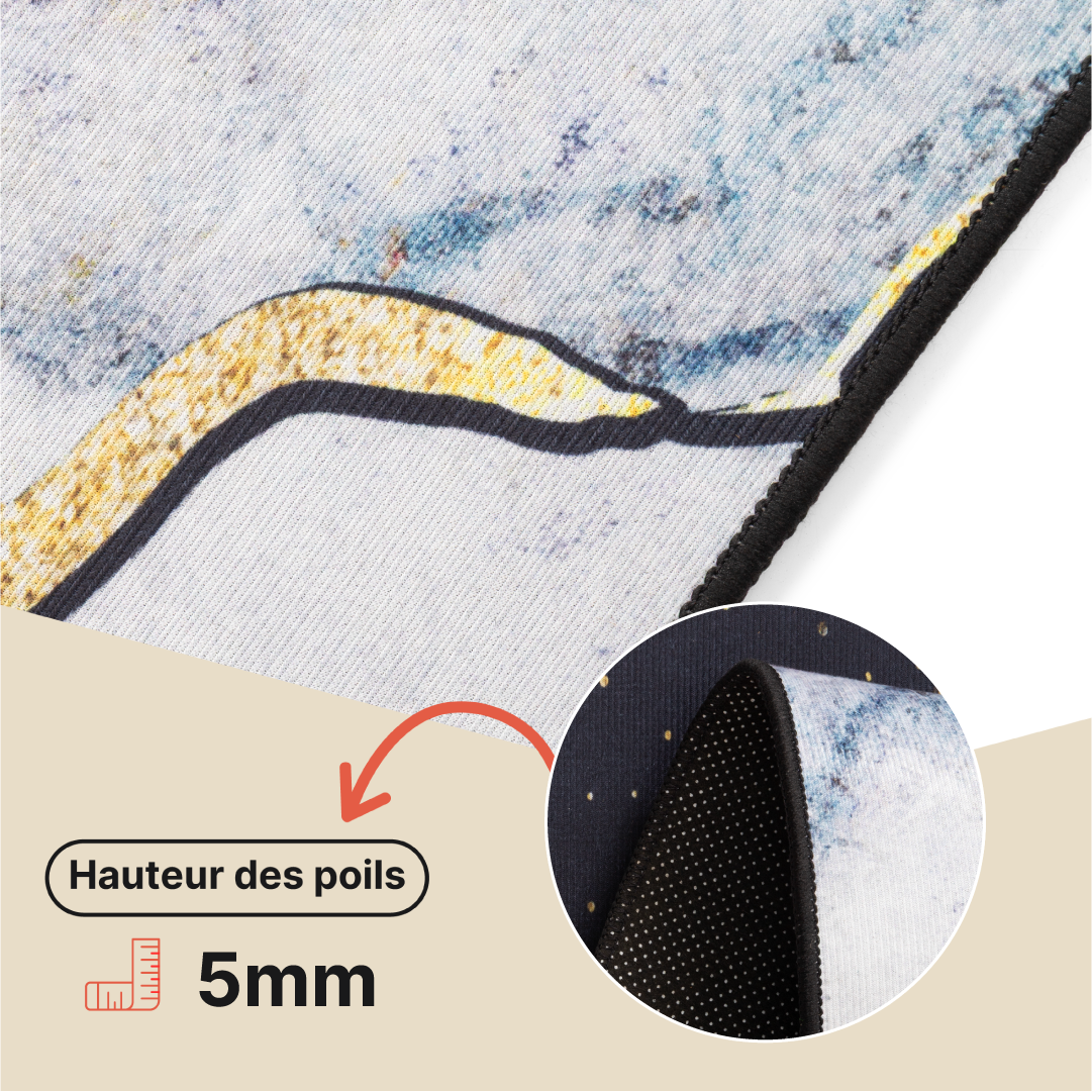 Tapis Nora Bleu Marine Gris Marbre Antidérapant