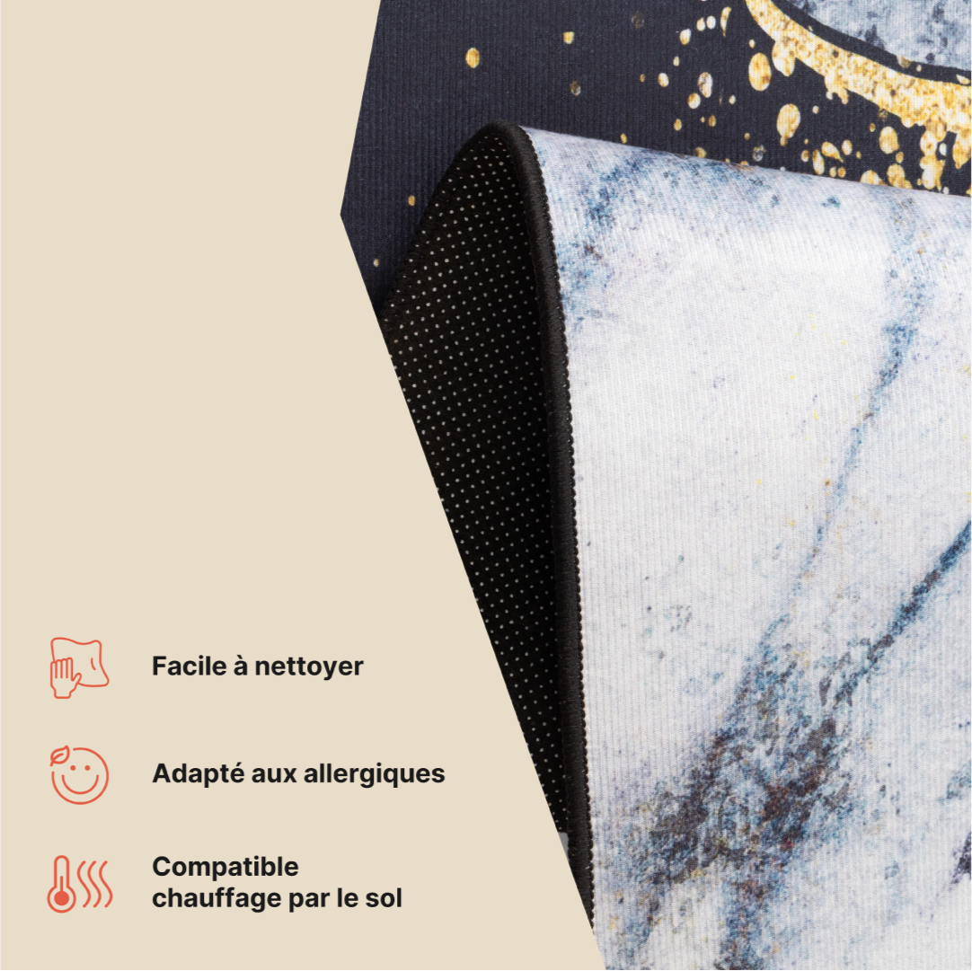 Tapis Nora Bleu Marine Gris Marbre Antidérapant