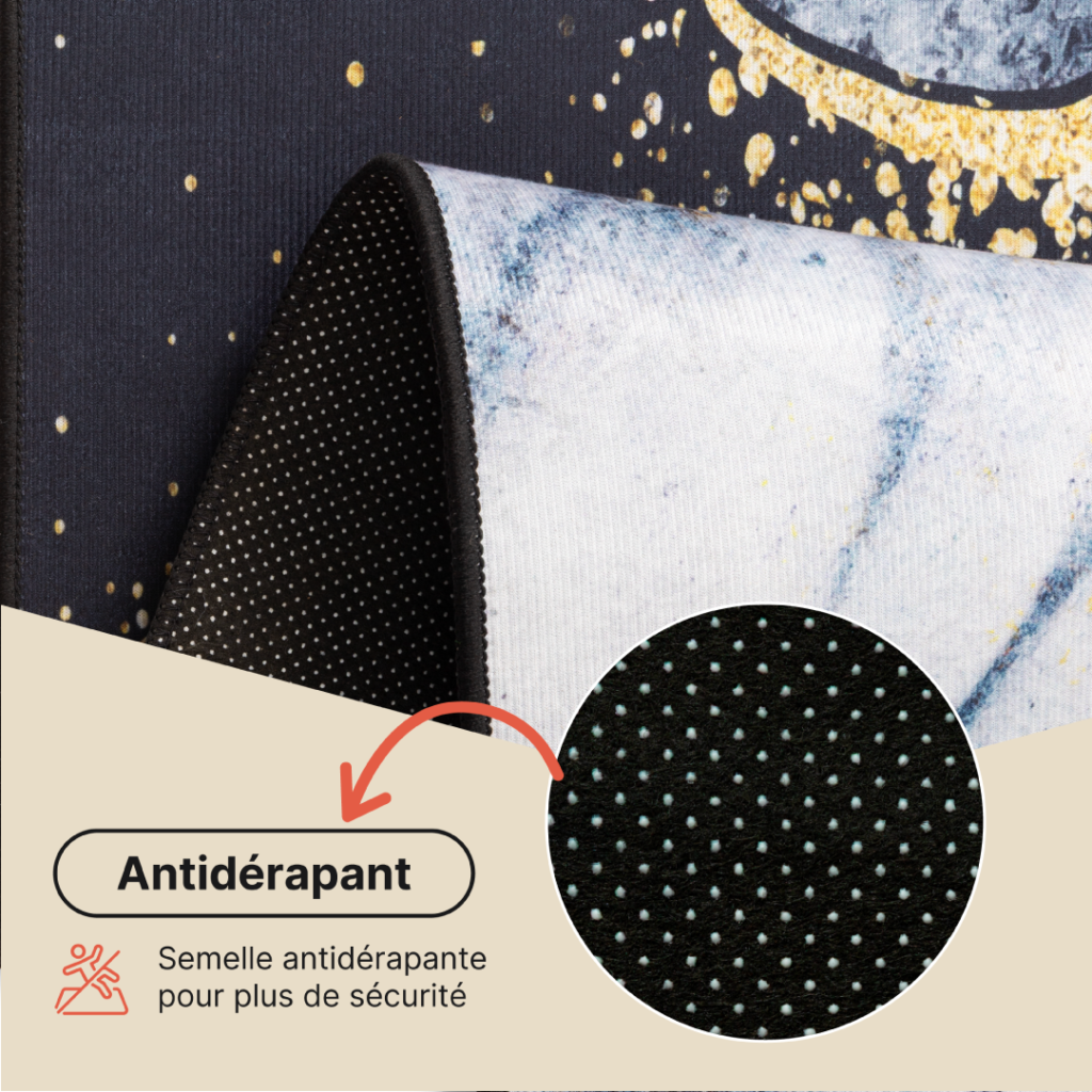 Tapis Nora Bleu Marine Gris Marbre Antidérapant