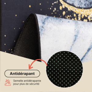 Tapis Nora Bleu Marine Gris Marbre Antidérapant