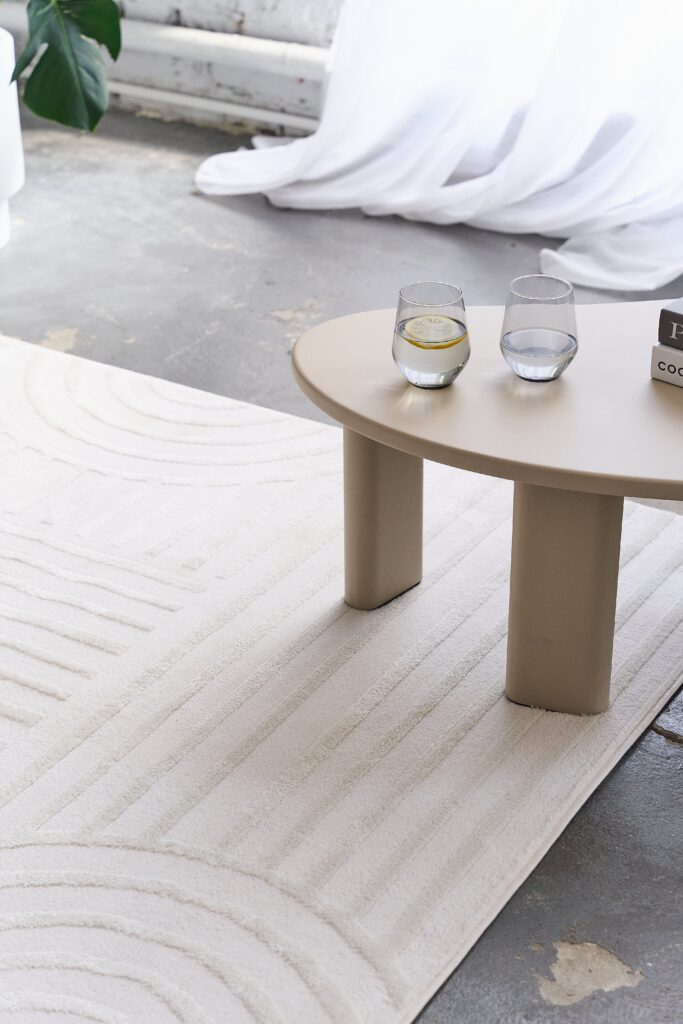 Tapis Hygge Carré Blanc Cassé Géométrique