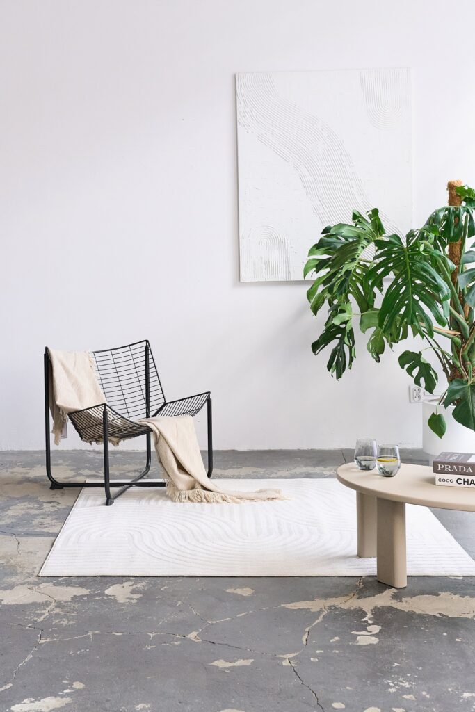 Tapis Hygge Carré Blanc Cassé Moderne