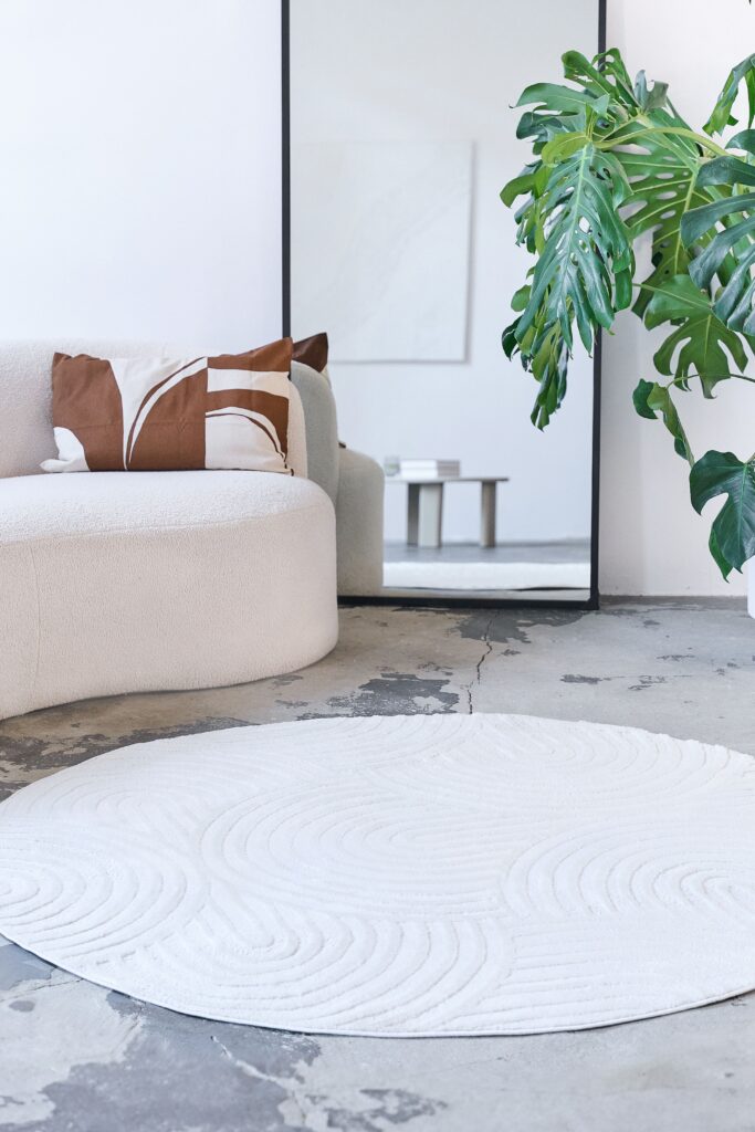 Tapis Hygge Rond Blanc Cassé Ovales