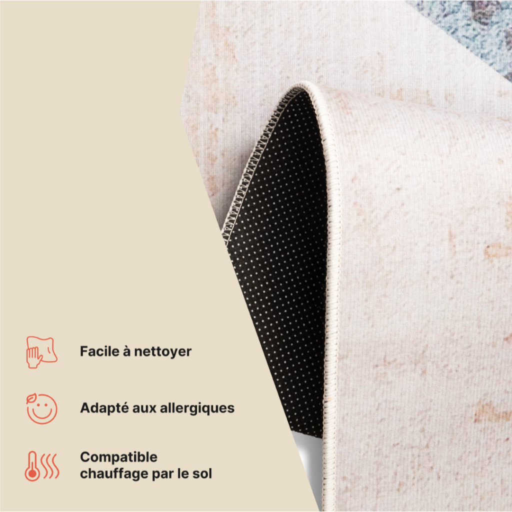 Tapis Nora Beige Gris Antidérapant