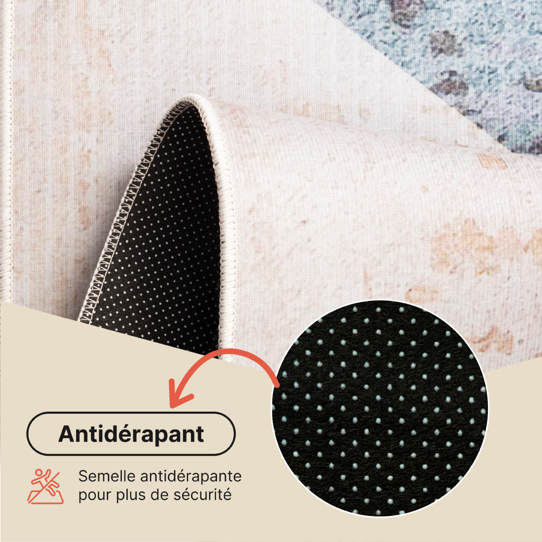 Tapis Nora Beige Gris Antidérapant
