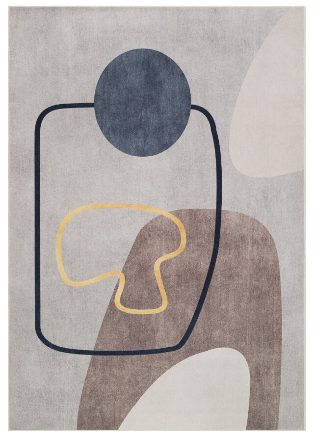 Tapis Nora Gris Abstrait Antidérapant