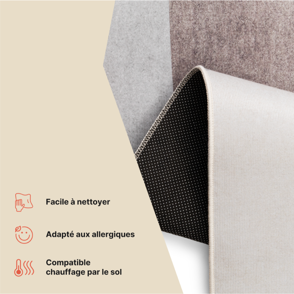 Tapis Nora Gris Abstrait Antidérapant