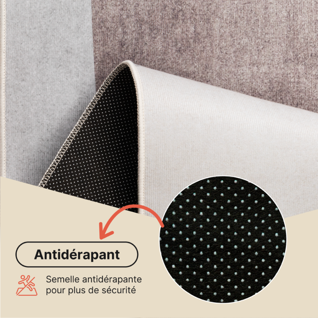 Tapis Nora Gris Abstrait Antidérapant