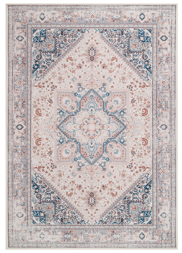 Tapis Nora Crème Bleu Antidérapant