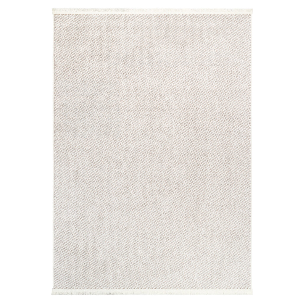 Tapis Agra Beige avec Franges Blanches
