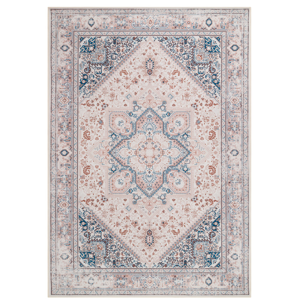 Tapis Nora Crème Bleu Antidérapant