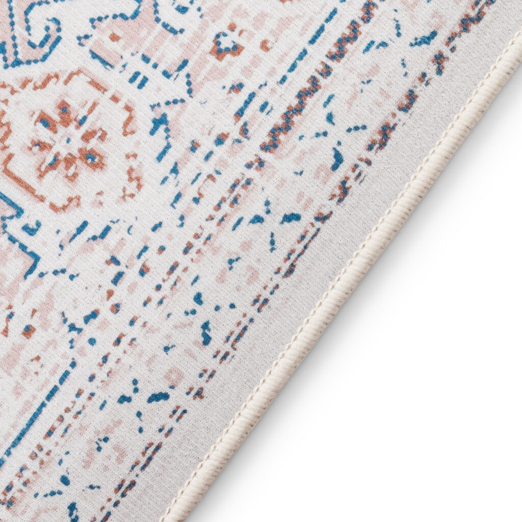 Tapis Nora Crème Bleu Antidérapant