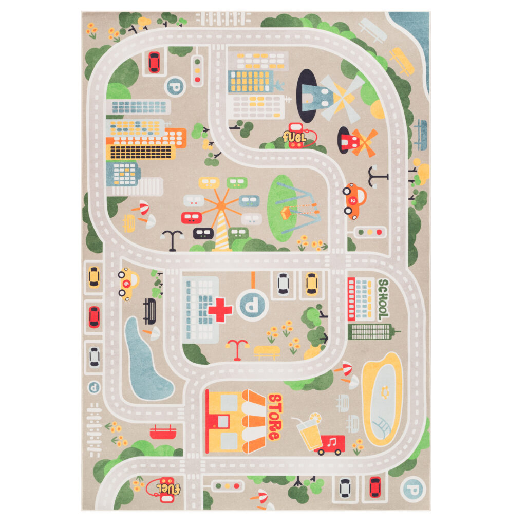 Tapis Enfant Joy Beige Ville Antidérapant