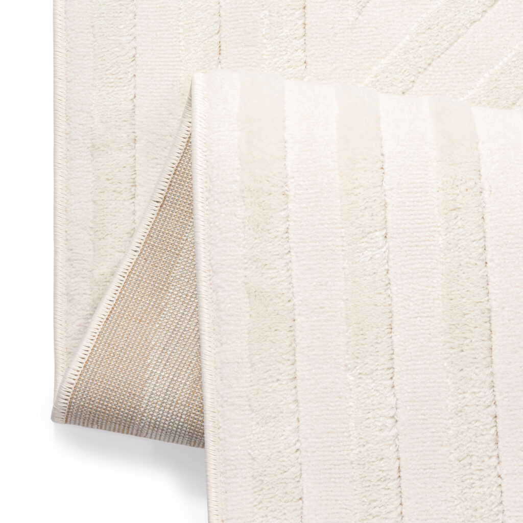 Tapis Hygge Carré Blanc Cassé Lignes