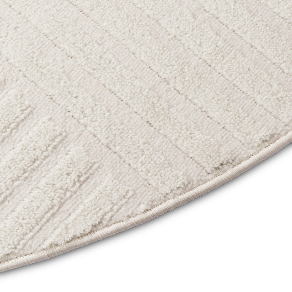 Tapis Hygge Rond Blanc Cassé Rayures