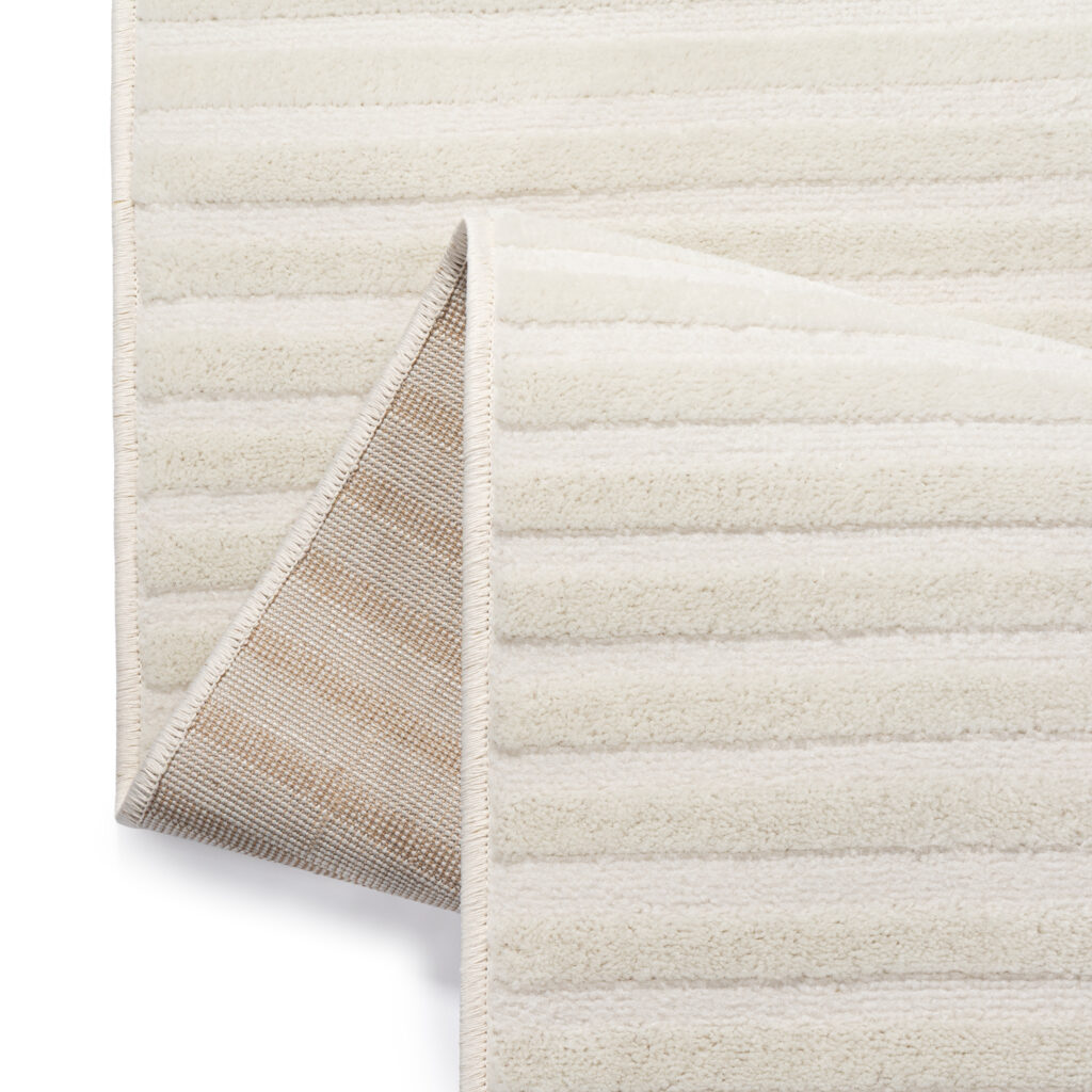 Tapis Hygge Carré Blanc Cassé Rayures