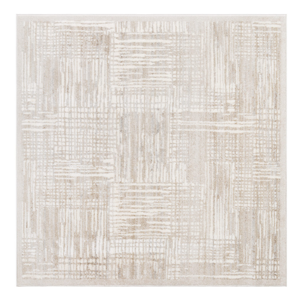 Tapis Trend Carré Beige Moderne à Lignes